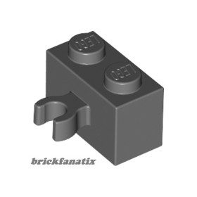 Lego BRICK 1X2 W. HORIZONTAL HOLDER, Dark grey