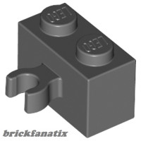 Lego BRICK 1X2 W. HORIZONTAL HOLDER, Dark grey