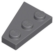 Lego RIGHT PLATE 2X3 W/ANGLE, Dark grey