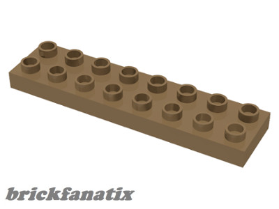 Lego Duplo, Plate 2 x 8, Dark tan