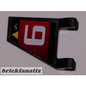   Lego Flag 2 x 2 Trapezoid with Yellow Triangle and White Number 9 on Red Background Pattern Model Right Side (Sticker) - Set 8357