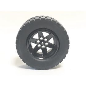   Lego Wheel 56mm D. x 34mm Technic Racing Medium, 3 Pin Holes with Black Tire 94.3 x 38 R (44772 / 92912)