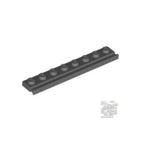 Lego Plate, Modified 1 x 8 with Door Rail, Dark bluish gray