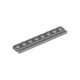 Lego Plate, Modified 1 x 8 with Door Rail, Light bluish gray