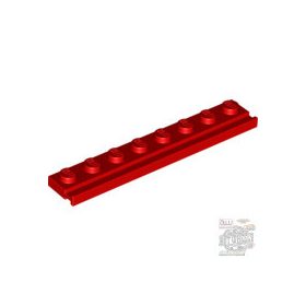 Lego Plate, Modified 1 x 8 with Door Rail, Red