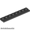 Lego PLATE 1X8 WITH RAIL, Black