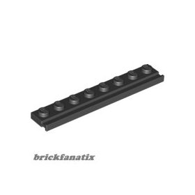 Lego PLATE 1X8 WITH RAIL, Black