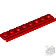 Lego PLATE 1X8 WITH RAIL, Bright red