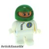 Lego Duplo Figure, Male, White Legs, White Top with Black Zipper and Racer #2, Green Helmet