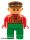 Lego Duplo Figure, Male, Green Legs, Red Top Plaid, Brown Cap