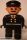 Lego Duplo Figure, Male, Black Legs, Black Top with 4 Yellow Buttons and Red Tie, Black Hat, Curly Moustache (Train Engineer)