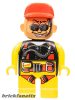 Lego Duplo Figure Male Action Wheeler, Yellow Legs, Yellow Top with Yellow/Black/Red Parachute, Red Cap, Beard, Sunglasses and Headphone