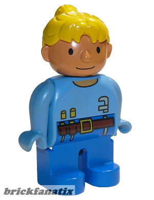 Lego Duplo Figure Female, Wendy in Worker Outfit, Medium Blue Top