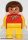 Lego Duplo Figure Female, Yellow Legs, Red Top with Yellow Polka Dot Scarf, Yellow Arms, Brown Hair, Nose and Lips, White in Eyes