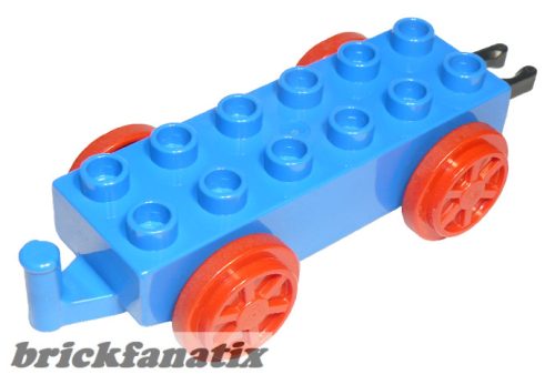 Lego Duplo, Train Base 2 x 6 with Red Train Wheels and Movable Hook, Blue