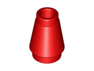 Lego Cone 1 x 1 with Top Groove, Bright red