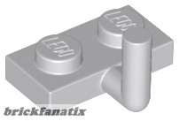 Lego Plate, Modified 1 x 2 with Bar Arm Up (Horizontal Arm 5mm), Light grey