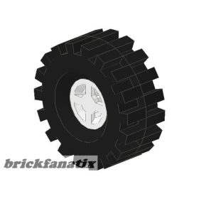   Lego Wheel 8mm D. x 6mm with Black Tire 21mm D. x 9mm Offset Tread Medium (4624 / 4084), White