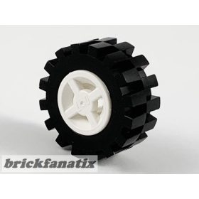   Lego Wheel 8mm D. x 6mm with Black Tire 15mm D. x 6mm Offset Tread Small - Band Around Center of Tread (4624 / 87414), Light gray