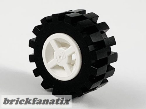 Lego Wheel 8mm D. x 6mm with Black Tire 15mm D. x 6mm Offset Tread Small - Band Around Center of Tread (4624 / 87414), Light gray