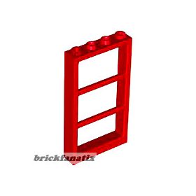   Lego Window 1 x 4 x 6 with 3 Panes (for removable glass), Red