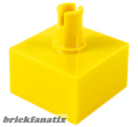 Lego Brick, Modified 2 x 2 No Studs, Top Pin, Yellow