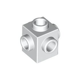Lego Brick, Modified 1 x 1 with Studs on 4 Sides, White