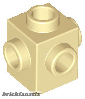 Lego Brick, Modified 1 x 1 with Studs on 4 Sides, Tan