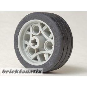   Lego Wheel 36.8 x 14 ZR with Axle Hole and 3 Pin Holes with Molded Black Hard Rubber Tire Pattern