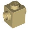 Lego Brick, Modified 1 x 1 with Studs on 2 Sides, Opposite, Tan