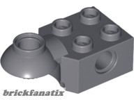 Lego Technic, Brick Modified 2 x 2 with Pin Hole and Rotation Joint Ball Half Horizontal, Dark grey