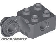 Lego Technic, Brick Modified 2 x 2 with Pin Holes and Rotation Joint Ball Half (Vertical Side), Dark grey