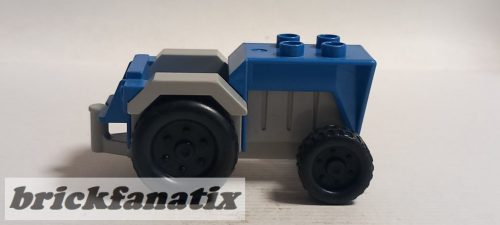 Lego Duplo Farm Tractor with Black Wheels, Light Bluish Gray Engine and Fenders, and Light Bluish Gray Hitch