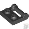 Lego Plate, Modified 1 x 2 with Bar Handle on Side - Closed Ends, Black