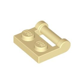   Lego Plate, Modified 1 x 2 with Bar Handle on Side - Closed Ends, Tan