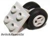 Lego Plate, Modified 2 x 2 Thin with Dual Wheels Holder - Split Pins with Light Gray Wheels and Black Tires (4870 / 4624 / 3139)