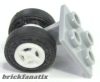 Lego Plate, Modified 2 x 2 Thin with Dual Wheels Holder - Split Pins with White Wheels and Black Tires (4870 / 4624 / 3139)