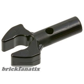   Lego Bar 1L with Clip Mechanical Claw - Cut Edges and Hole on Side, Black