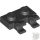 Lego Plate, Modified 1 x 2 with 2 Open O Clips (Horizontal Grip), Black