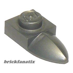   Lego Plate, Modified 1 x 1 with Tooth Horizontal, Flat silver
