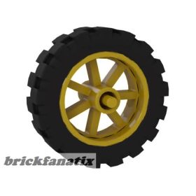  Lego Wheel 15mm D. x 6mm City Motorcycle with Black Tire 21mm D. x 6mm City Motorcycle (50862 / 50861), Pearl gold