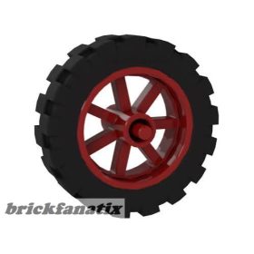   Lego Wheel 15mm D. x 6mm City Motorcycle with Black Tire 21mm D. x 6mm City Motorcycle (50862 / 50861), Red