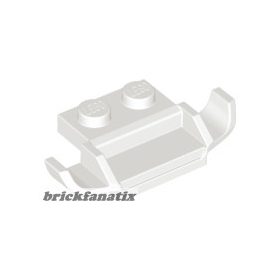 Lego Plate, Modified 1 x 2 with Racers Car Grille, White