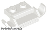 Lego Plate, Modified 1 x 2 with Racers Car Grille, White