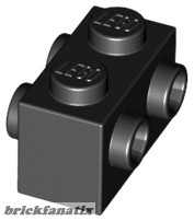 Lego BRICK 1X2 W. FOUR KNOBS, Black