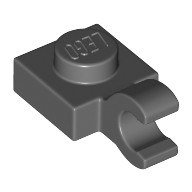 Lego PLATE 1X1 W/HOLDER VERTICAL, Dark grey