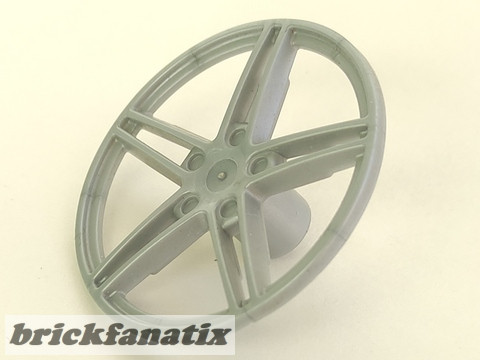 Lego Wheel Cover 5 Spoke without Center Stud - 35mm D. - for Wheels 54087, 56145 or 44292, Flat silver