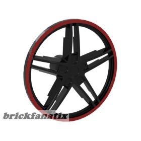   Lego Wheel Cover 5 Spoke without Center Stud - 35mm D. - with Red Edge, Set 8156 ( Ferrari FXX 1:17 )