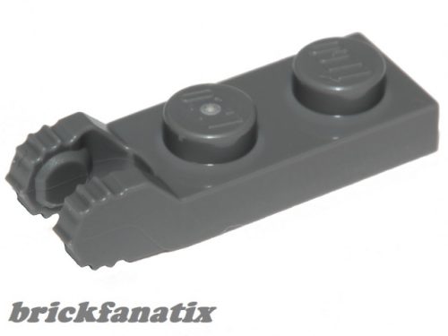 Lego PLATE 1X2 W/FORK/VERTICAL/END, Dark grey