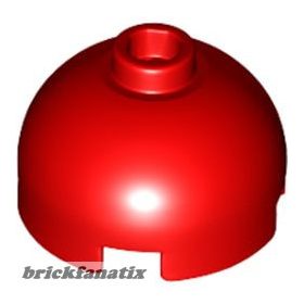   Lego Brick, Round 2 x 2 Dome Top with Bottom Axle Holder - Blocked Open Stud, Dark red